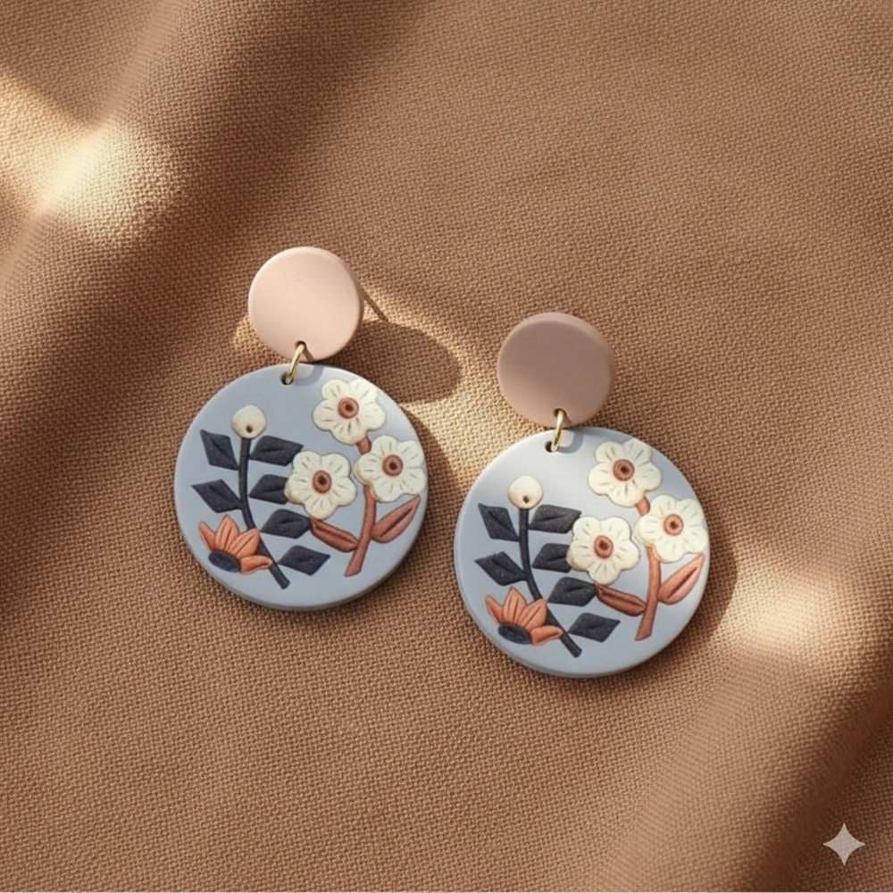 Floral Round Earrings 🤎